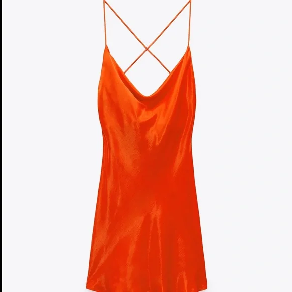 open lace back dress Zara, Front tie satin halter mini dress